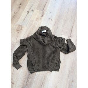 Express Ruffle Cowl Neck Pullover Sweater Long Sleeve Knit Top Size XS, BNWT‎